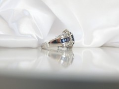 Vintage Sterling Silver 925 Simulated Sapphire Princess Diane Replica Ring 8