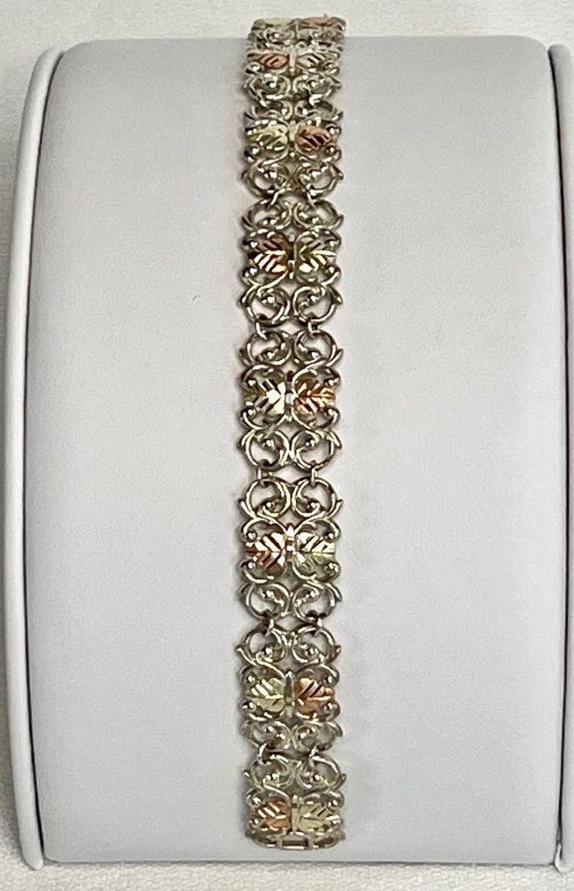 Black Hills Gold C. CO 925 Sterling Silver/12K Gold Bracelet #5-4