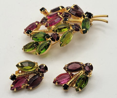 Juliana D & E DeLizza Elster Leaf Brooch and Earring Set #2