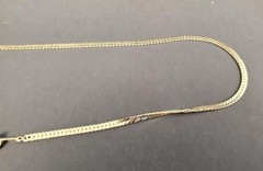 Vintage Signed Korea Flat Herringbone Gold Tone 20” Necklace