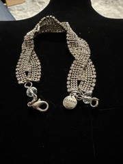 Alfani Designer Rhinestone Mesh Twist Chain Bracelet Silvertone