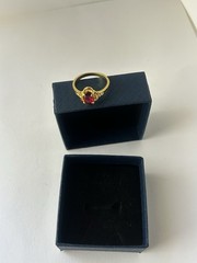 Vintage Red Cubic Zirconia Ring Gold Plated Womens Size 8.5