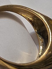 Vtg Signed Uncas Tiger’s Eye Ring 14K GE Gold Electroplate Sz 9 Boho Ring W66