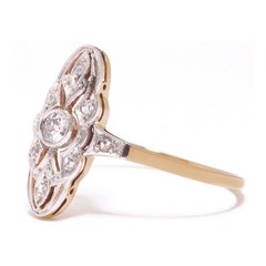 A Delicate Vintage Style Art Deco Lab Created Diamond Wedding 14K Gold Finish