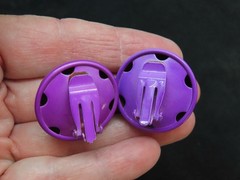 Vintage 1980’s Purple Metal Domed Clip Earrings