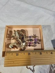 Kirks Folly Swan Princess Winged Fairy Brooch Pin Enamel Crystals Gold Tone