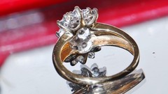 14k yellow gold ring 1.00ct natural diamond cocktail sz 5 vintage handmade 4gr