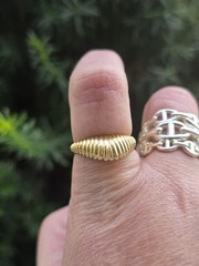 Vintage 14k Yellow Gold Scalloped Dome Ring, Shrimp Ring