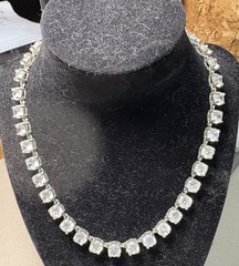 Silver Tone Rhinestone Collar Necklace – PO – Costume Jewelry