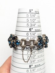 Juliana D&E Five 5 Link Rhinestone Bracelet Blue Navette Flower Accent Ref 6275
