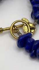 Vintage Lapis Stone nuggets Beaded Necklace W/ Triangle pendant & Brooch