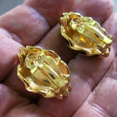 Swarovski Earrings Pierced Clear Crystal Black Enamel in Gold Tone Metal [4701]