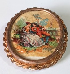 Vintage “Made in France” Limoges-style Oval Brooch w/ Trombone Clasp