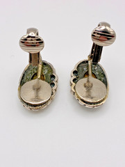 Darling Dainty Vintage 21st and Stone Abalone Sterling Silver Clip-On Earrings