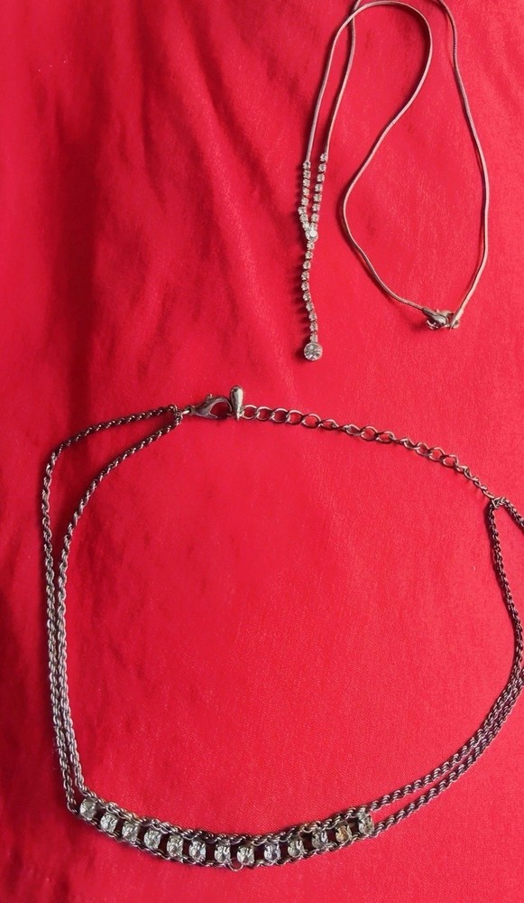 Vintage rhinestone silver necklaces, 2 pieces ,good condition.