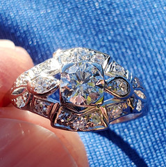 ORIGINAL EARTH MINED DIAMOND Deco Engagement Ring Antique Platinum Solitaire S 6