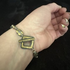 Vintage 925 Sterling Silver And Brass Bracelet 22 Grams
