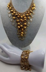 VINTAGE JULIANA? GOLD TONE WATERFALL NECKLACE BRACELET DEMI PARURE