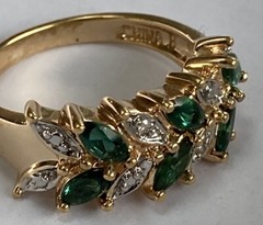 Sterling Silver ~ ROSS SIMONS Green CZ Pave Ring Size 7.75 Gold 4.4 g