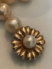 Vintage 24″ Strand Cultured 4.4 MM Pearls Necklace 14k Gold Clasp/Pearl Inset