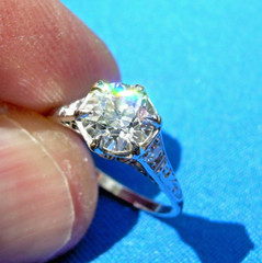 Original EARTH MINED DIAMOND ART Deco Engagement Ring Vintage Platinum Solitaire