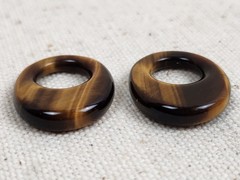 Nice! Pair Tiger Eye Stone Earring Pendant Oval Rings Hooplets 25mm