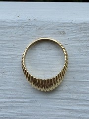 Vintage 14k Yellow Gold Scalloped Dome Ring, Shrimp Ring