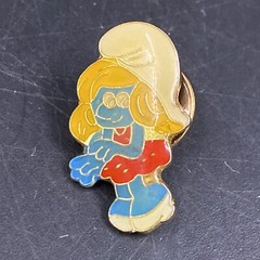 Vintage 80’s Smurfette Ename Cloisonne Pin Brooch Metal Lapel Cartoon Smurfs