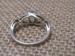 Vtg Sterling Silver By NVC Emerald Cut Aquamarine Infinity Sign 925 Ring – Sz 7