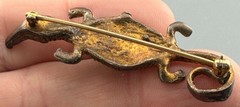 Vintage Crocodile Brooch Asante Gold Weight Style Pot Metal Figural Reptile Pin