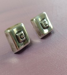 Vintage Sterling Silver 925 Mexico Geometric Square Stud Earrings 1/2″ Modernist