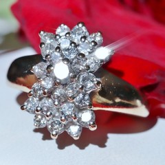 14k yellow gold ring 1.00ct natural diamond cocktail sz 5 vintage handmade 4gr