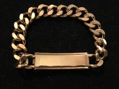 Vintage Speidel USA Mens ID Bracelet Gold Tone Curb Link Engraved -“FRED”- 8.5 “