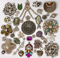 Lot Vintage & Modern Jewelry Parts Broken Repurpose Craft Rhinestones Harvest 3