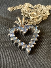 London Blue Topaz & Sterling Silver Open Heart Pendant Necklace Heart Jewelry 1″