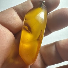 Pendant Amber Baltic Egg Yoke Big 2.25” Piece 15.5 Grams Antique