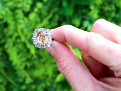 3.60Ct Orange Tourmaline and 2.30Ct Diamond, 18k White Gold Ballerina Ring