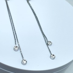 Silver-Tone Bezel Faceted Rhinestone Dangle Long Linear Drop Clip-On Earring
