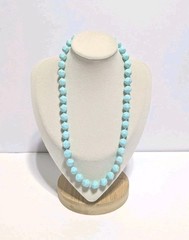 Vintage Blue Round Faceted Acrylic Bead Necklace 17″. Retro Style.