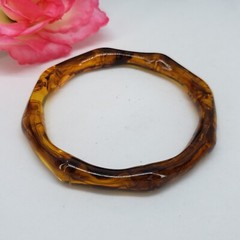 Amber Color Smoky Lucite Bamboo Bangle Bracelet