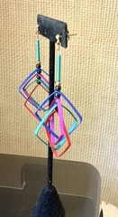 Vintage Big ’80s Colorful Geometric Pierced Dangle Earrings