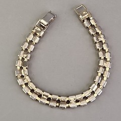 Vintage Aurora Borealis Rhinestone Bracelet Two Row 6.5″