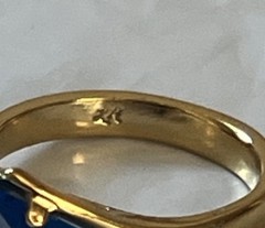 LADY REMINGTON BLUE AUSTRIAN CRYSTAL GOLD TONE VINTAGE RING SIZE 7