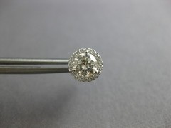 ESTATE .99CT DIAMOND 14KT WHITE GOLD ROUND CLASSIC SOLITAIRE HALO STUD EARRINGS