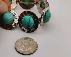 Vintage Southwestern Style Silver Tone Resin Stones Bead Necklace Bracelet Set
