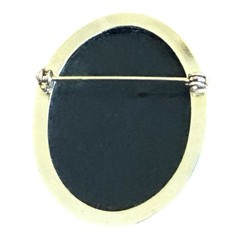 Black White Cameo Brooch Pin Gold Tone Bezel Lady Portrait Classic Style