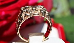 14k yellow gold ring 0.40ct diamond nugget size 9 vintage handmade 14.2gr N3003A