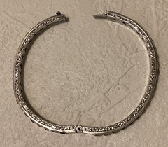 Art Deco Sterling Silver Bracelet Bangle Hinged Channel Set Rhinestones – 1920s
