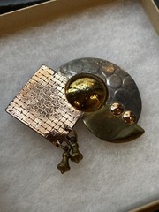 Vintage 1992 Sterling Silver Copper Bright Zinc Metal Brooch Pin by Kenda KIST