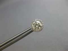 ESTATE .99CT DIAMOND 14KT WHITE GOLD ROUND CLASSIC SOLITAIRE HALO STUD EARRINGS
